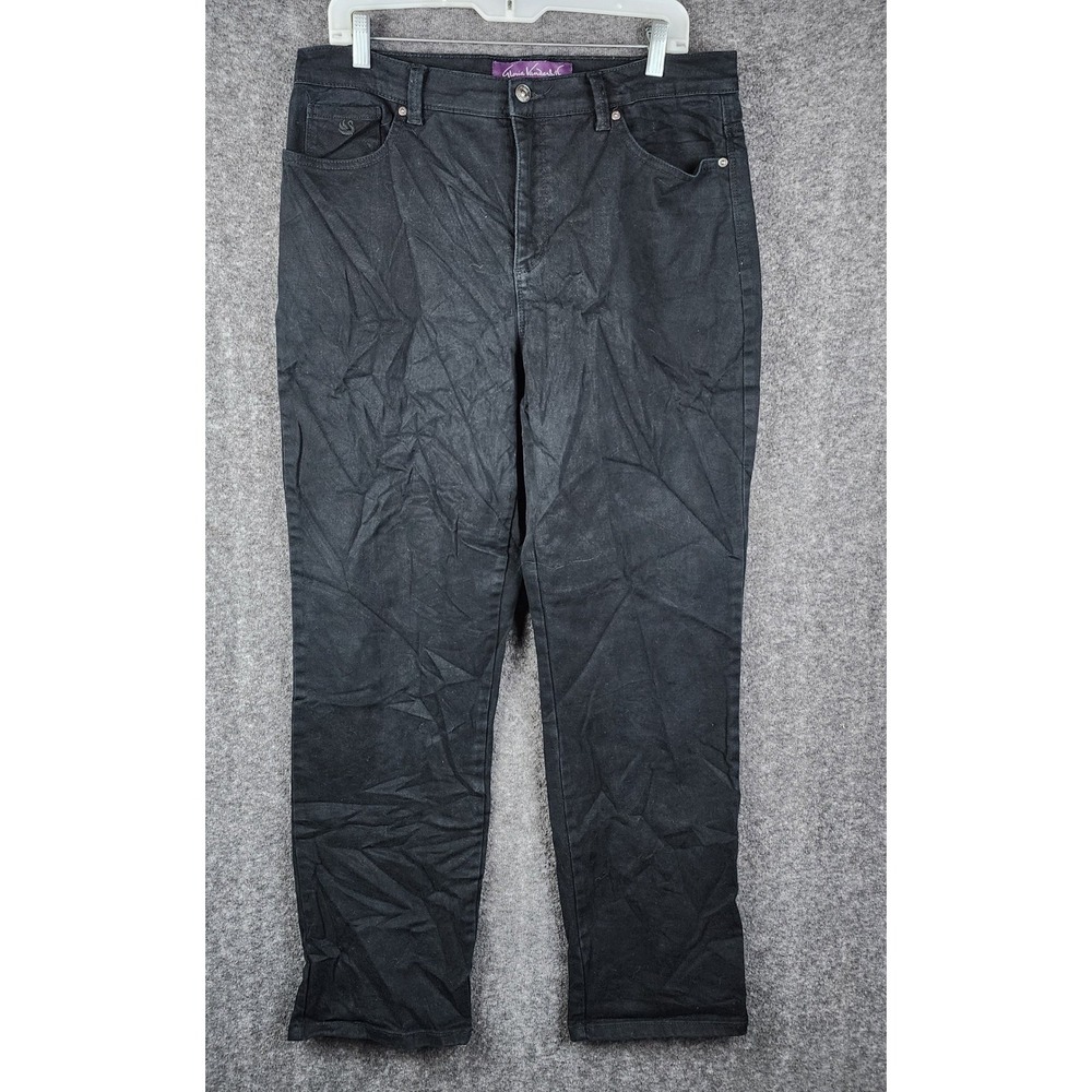 Gloria Vanderbilt Amanda Jeans Women 12 Black Classic Tapered Stretch Denim